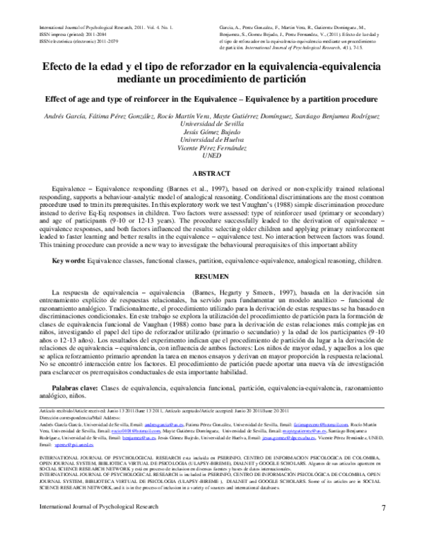 (PDF) Effect of age and type of reinforcer in the equivalence ...