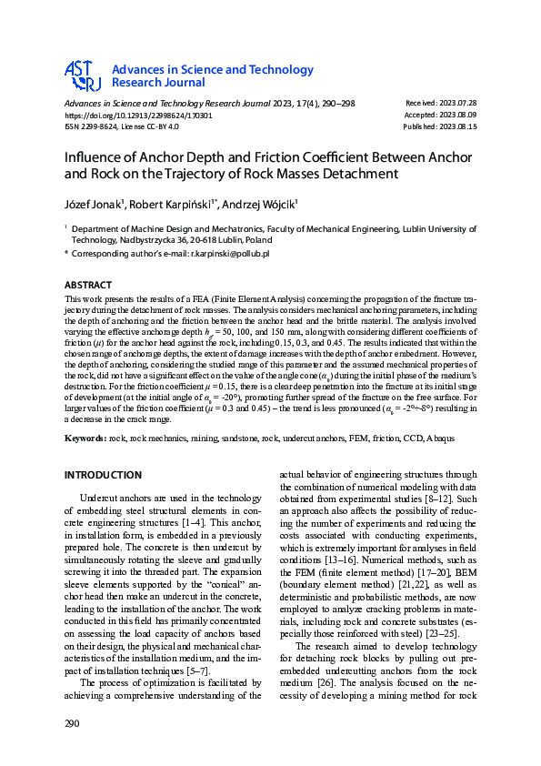 (PDF) Influence of Anchor Depth and Friction Coefficient Between Anchor ...