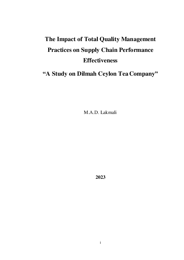 (PDF) The Impact of Total Quality Management Practices on Supply Chain ...