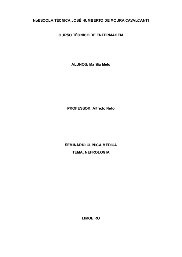 (PDF) NoESCOLA TÉCNICA JOSÉ HUMBERTO DE MOURA CAVALCANTI CURSO TÉCNICO ...