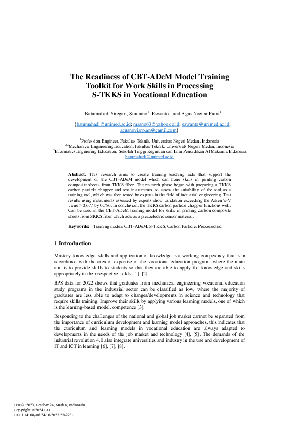 (PDF) The Readiness of CBT-ADeM Model Training Toolkit for Work Skills ...