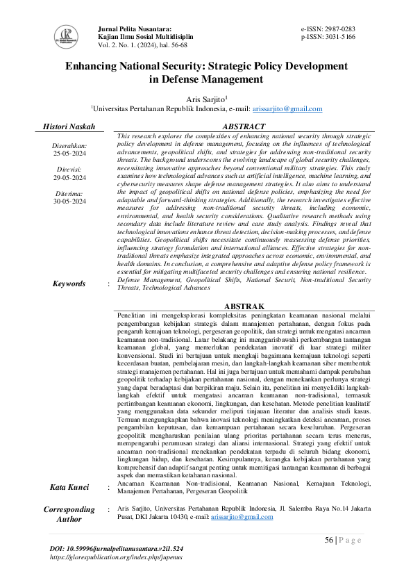 (PDF) Enhancing National Security: Strategic Policy Development in ...