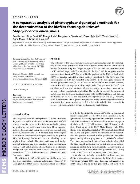 (PDF) A comparative analysis of phenotypic and genotypic methods for ...