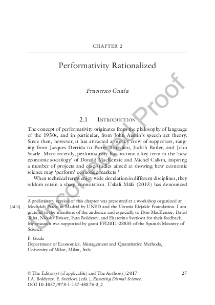 (PDF) Performativity Rationalized