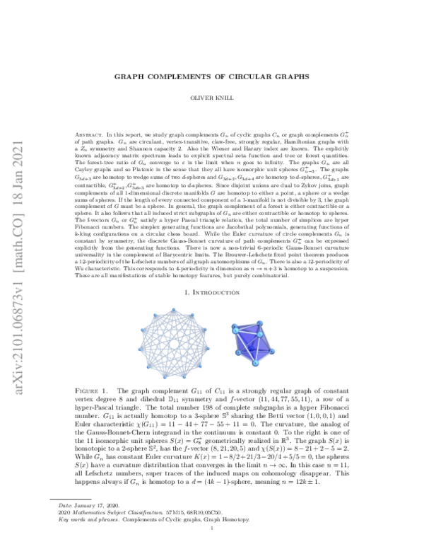 (PDF) Graph complements of circular graphs