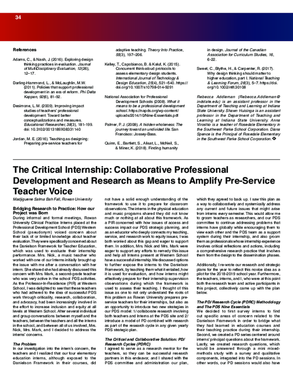 (PDF) The Critical Internship: Collaborative Professional Development ...