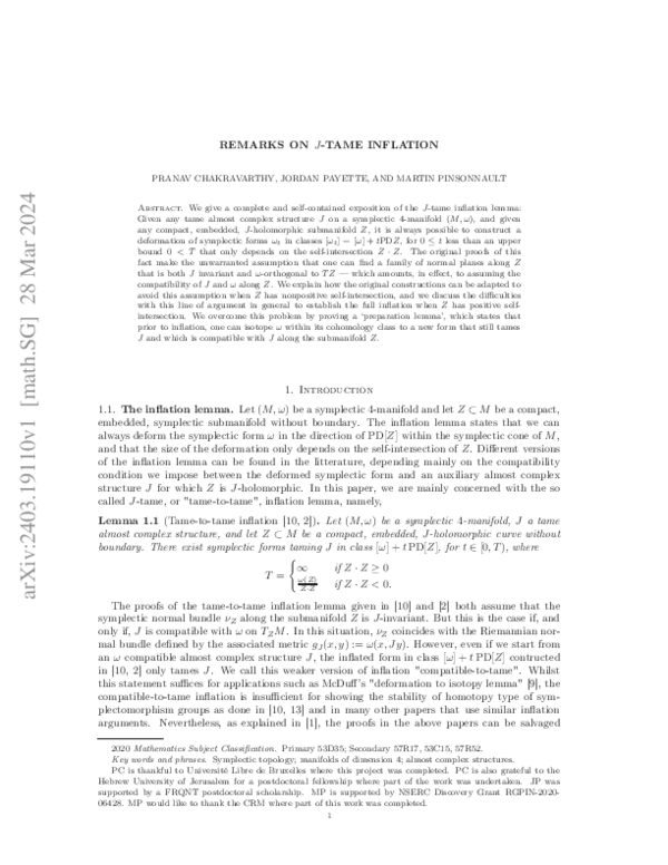 (PDF) Remarks on $J$-tame inflation