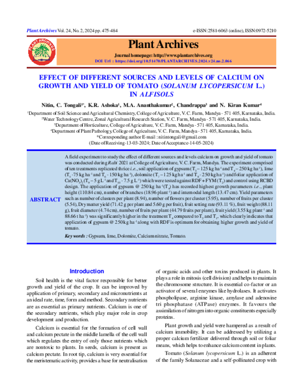 (PDF) EFFECT OF DIFFERENT SOURCES AND LEVELS OF CALCIUM ON GROWTH AND ...