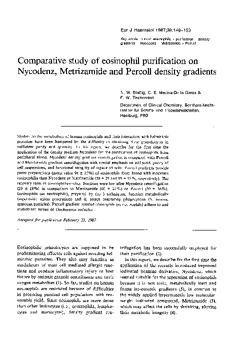 (PDF) Comparative study of eosinophil purification on Nycodenz ...