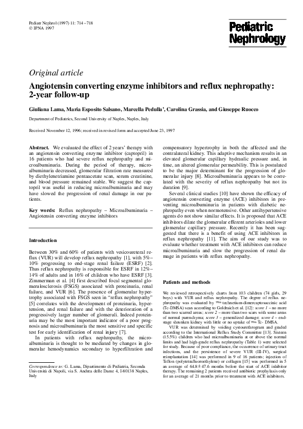 (PDF) Angiotensin converting enzyme inhibitors and reflux nephropathy ...