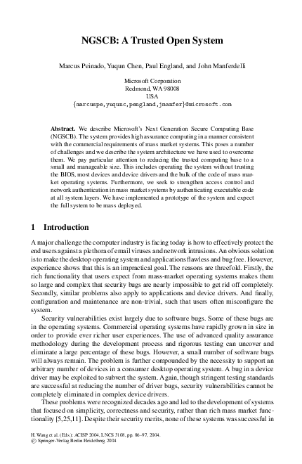 (PDF) NGSCB: A Trusted Open System