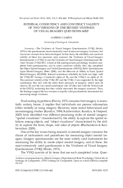 (PDF) Internal consistency and construct validity of the Revised ...