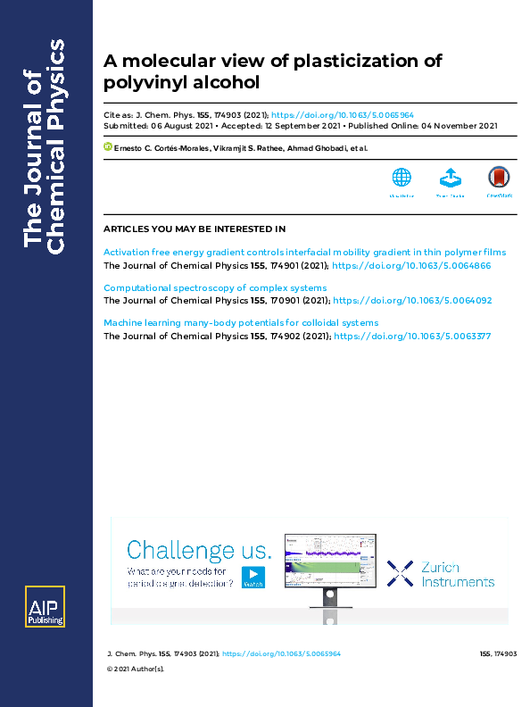(PDF) A molecular view of plasticization of polyvinyl alcohol