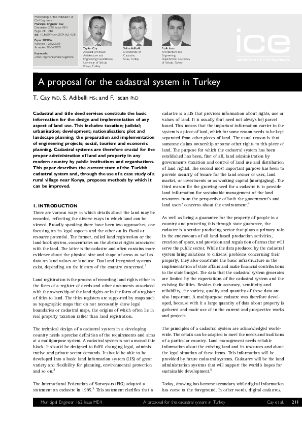 (PDF) A proposal for the cadastral system in Turkey