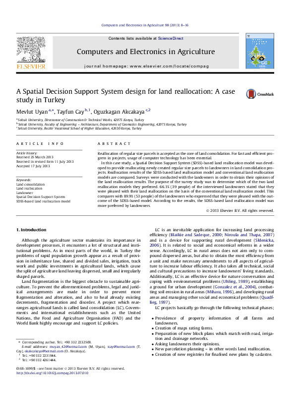 (PDF) A Spatial Decision Support System design for land reallocation: A ...