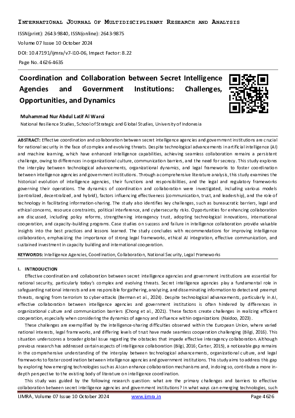 (PDF) Coordination and Collaboration between Secret Intelligence ...