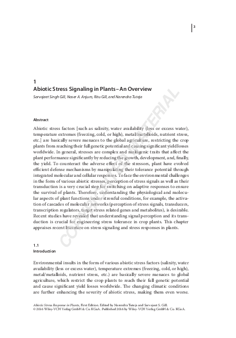 (PDF) Abiotic Stress Signaling in Plants-An Overview