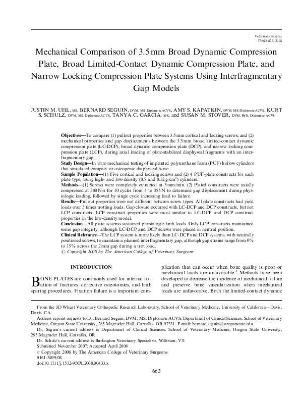 (PDF) Mechanical Comparison of 3.5 mm Broad Dynamic Compression Plate ...