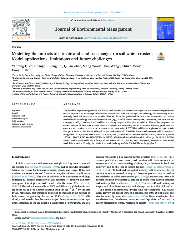 (PDF) Modelling the impacts of climate and land use changes on water ...