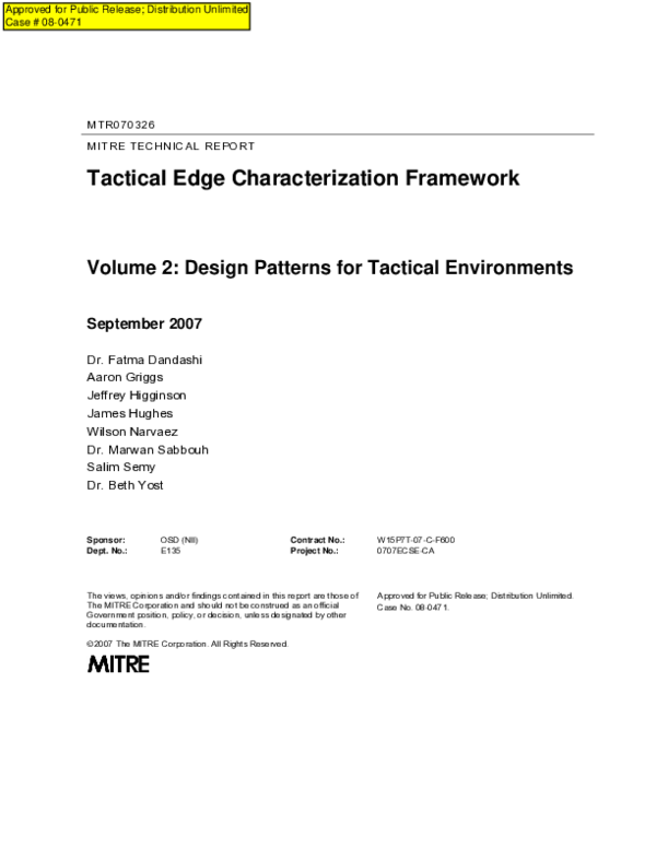 (PDF) Tactical Edge Characterization Framework Volume 2: Design ...