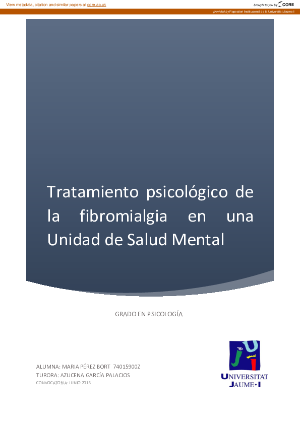 (PDF) Tratamiento psicológico de la fibromialgia en una Unidad de Salud ...