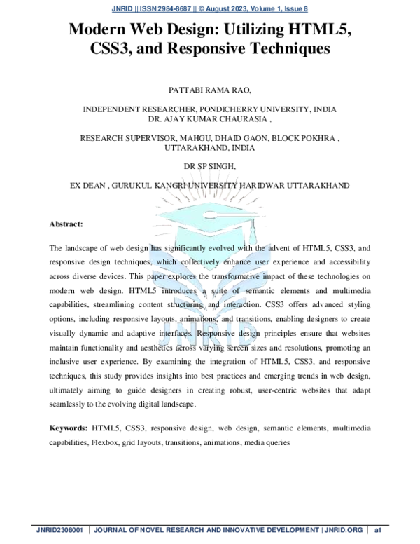 (PDF) Modern Web Design: Utilizing HTML5, CSS3, and Responsive Techniques