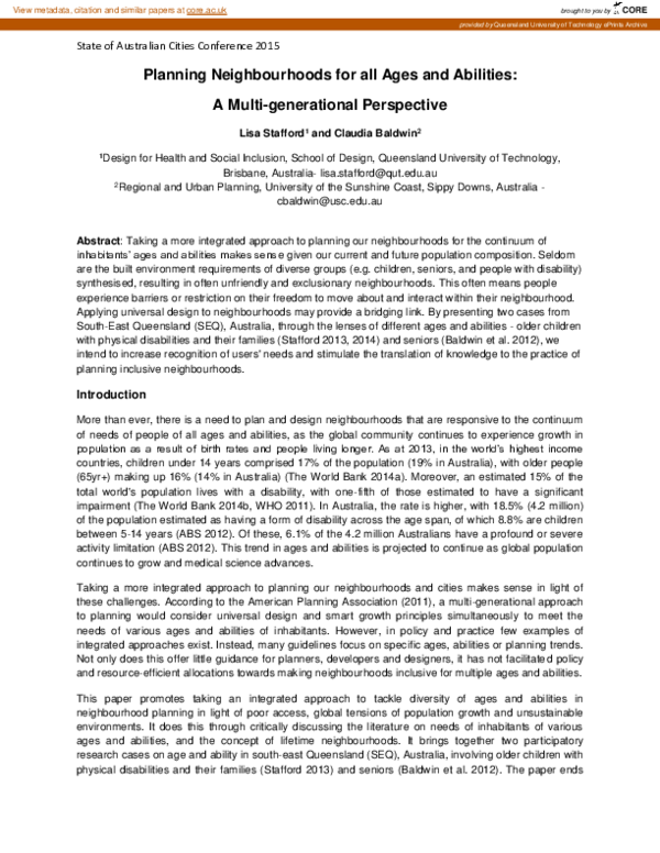 (PDF) Planning neighbourhoods for all ages and abilities: A multi ...