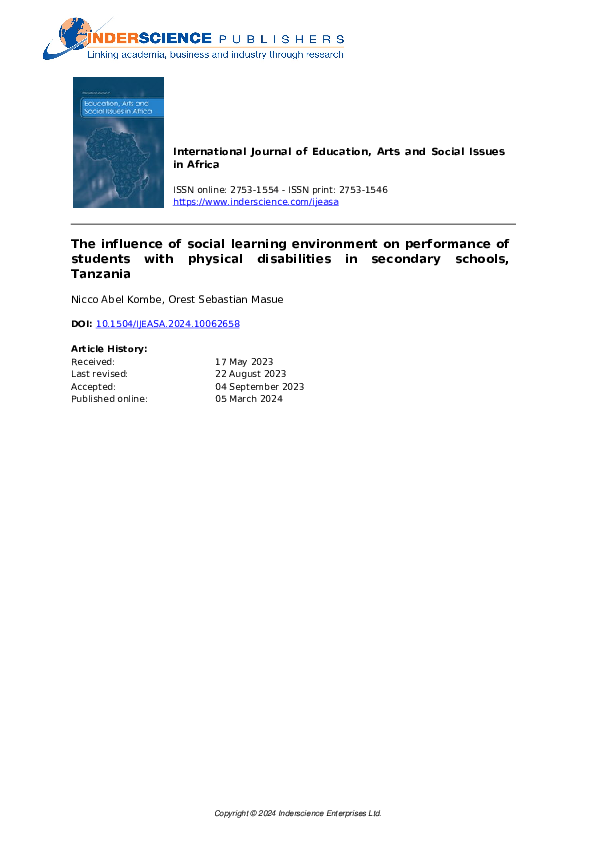 (PDF) The influence of social learning environment on performance of ...