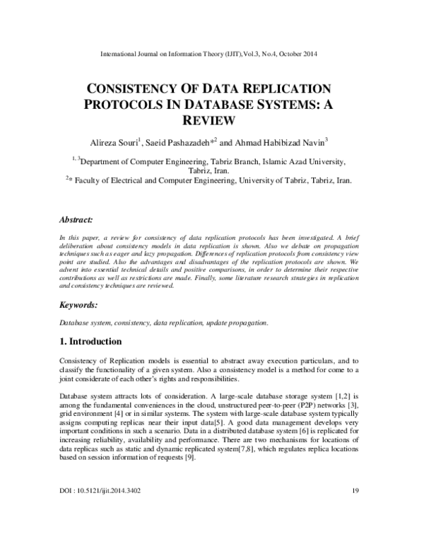(PDF) Consistency of Data Replication Protocols in Database Systems: A ...