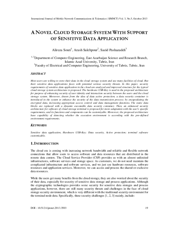 (PDF) A Novel Cloud Storage System with Support of Sensitive Data ...