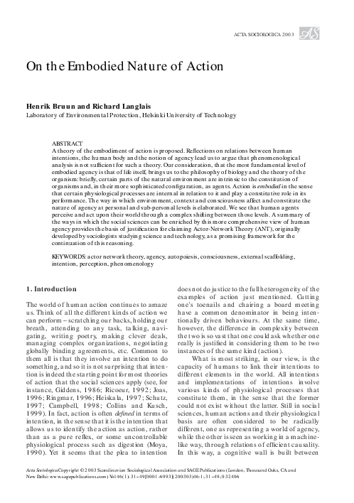 (PDF) On the Embodied Nature of Action