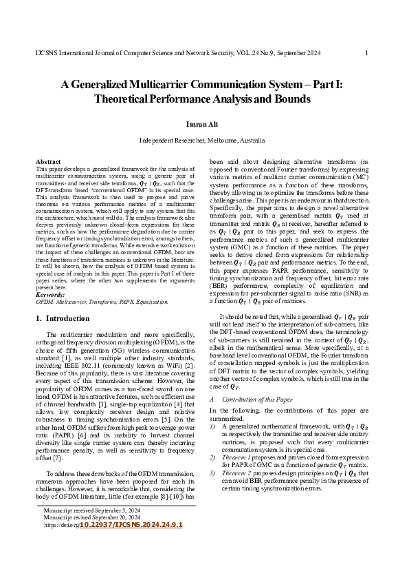 (PDF) A Generalized Multicarrier Communication System -Part I ...