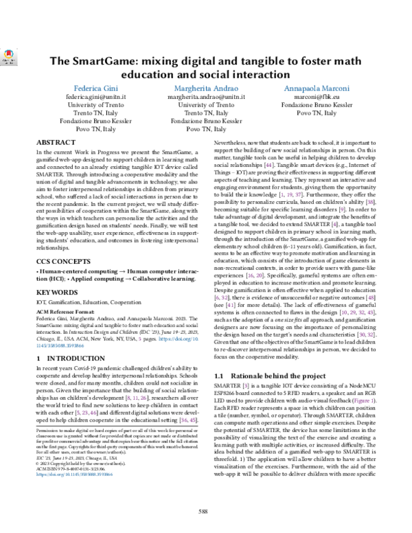 (PDF) The SmartGame: mixing digital and tangible to foster math ...