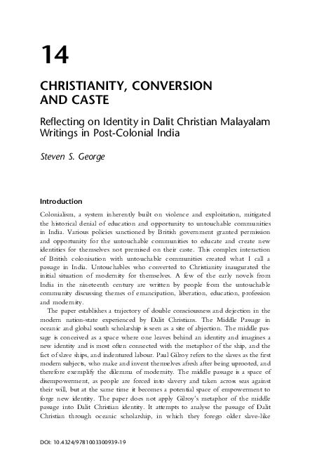 (PDF) Christianity, Conversion and Caste: Reflecting on Identity in ...