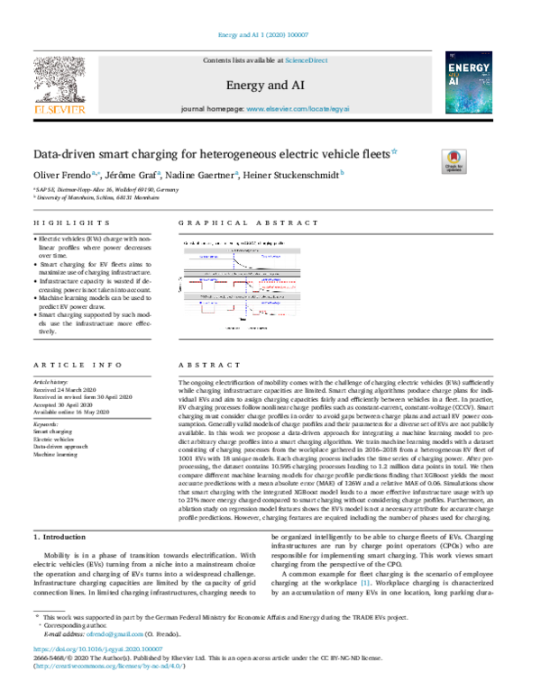 (PDF) Data-driven smart charging for heterogeneous electric vehicle fleets