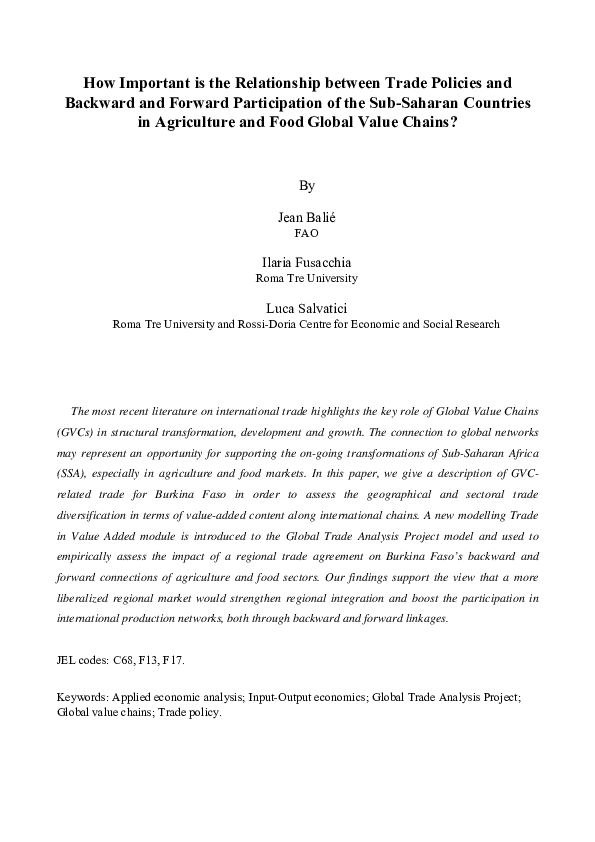 (PDF) How Important Are Trade Policies for Backward and Forward ...