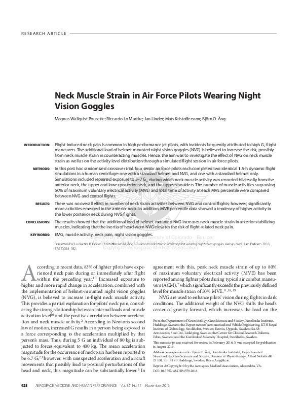 (PDF) Neck Muscle Strain in Air Force Pilots Wearing Night Vision Goggles