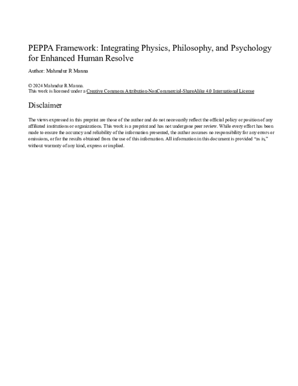 (PDF) PEPPA Framework: Integrating Physics, Philosophy, and Psychology ...