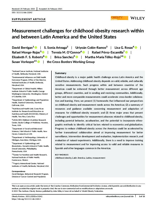 (PDF) Measurement challenges for childhood obesity research within and ...