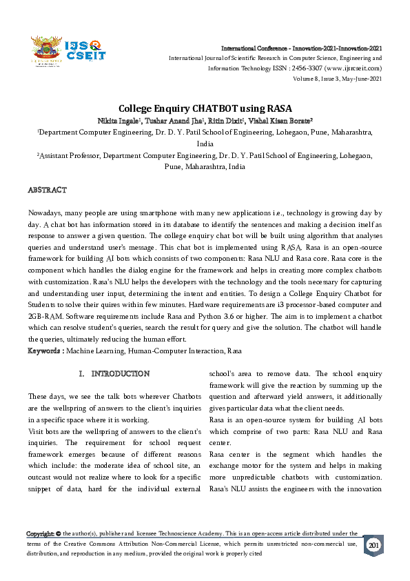 (PDF) College Enquiry CHATBOT using RASA