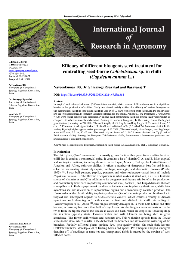 (PDF) Efficacy of different bioagents seed treatment for controlling ...