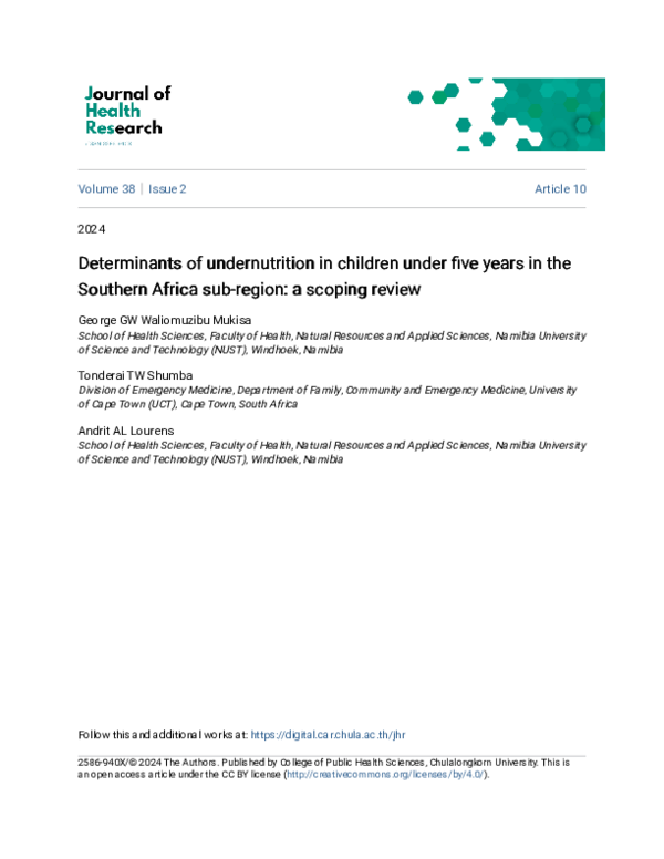 (PDF) Determinants of undernutrition in children under five years in ...