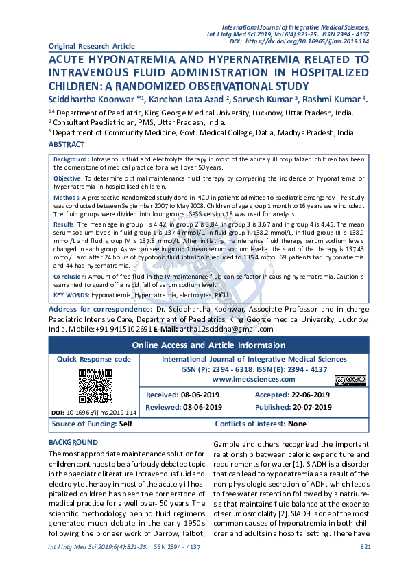 (PDF) Acute Hyponatremia and Hypernatremia Related to Intravenous Fluid ...