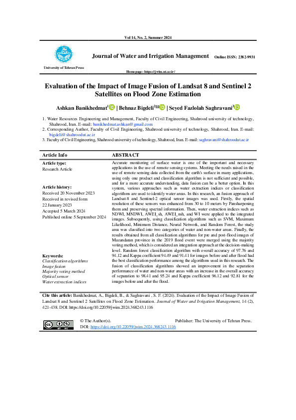 (PDF) Evaluation of the Impact of Image Fusion of Landsat 8 and ...