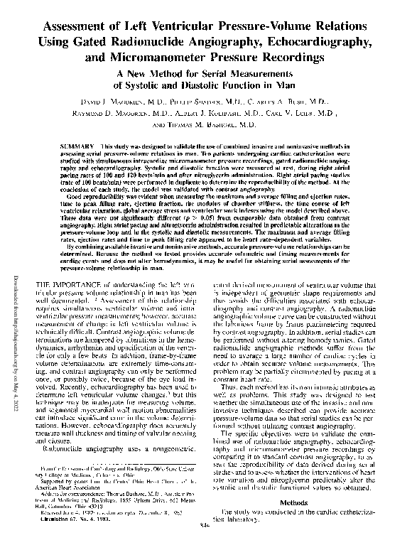 (PDF) Assessment of left ventricular pressure-volume relations using ...