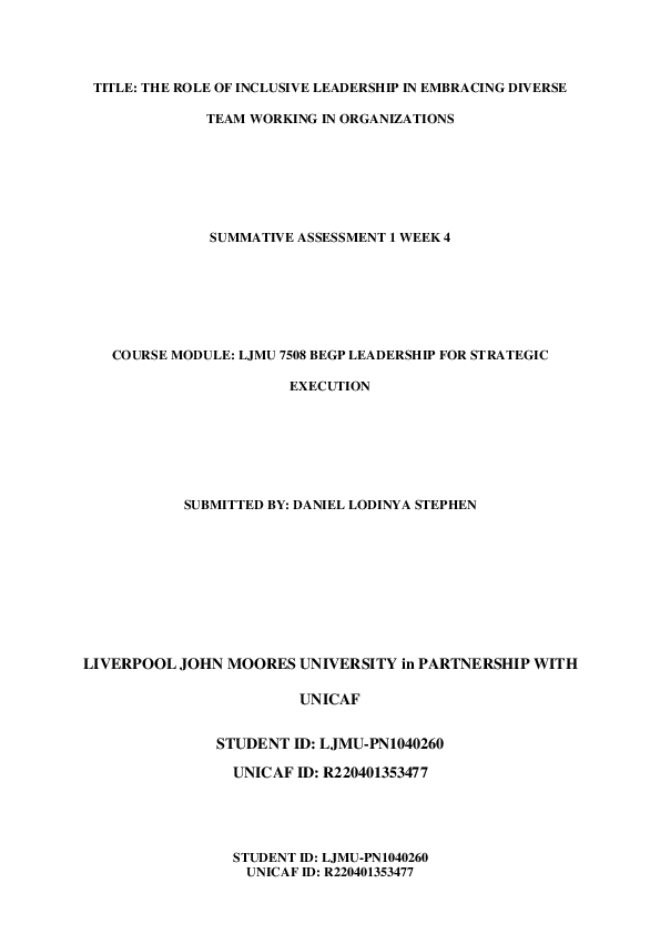 (PDF) THE ROLE OF INCLUSIVE LEADERSHIP IN EMBRACING DIVERSE TEAM ...