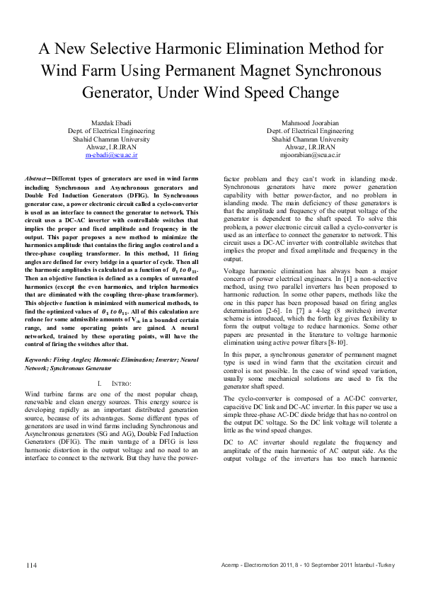 (PDF) A new selective harmonic elimination method for wind farm using ...