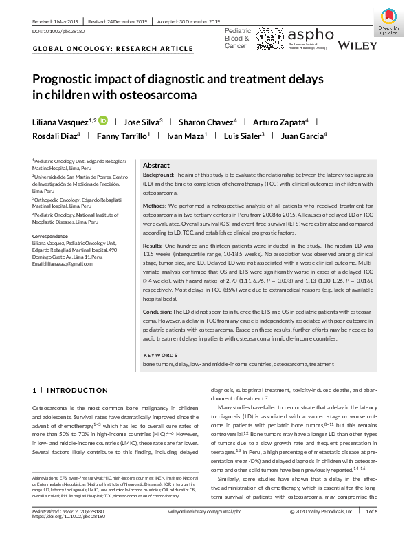 (PDF) Prognostic impact of diagnostic and treatment delays in children ...