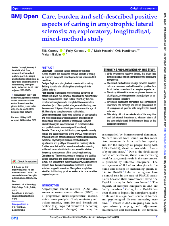 (PDF) Care, burden and self-described positive aspects of caring in ...