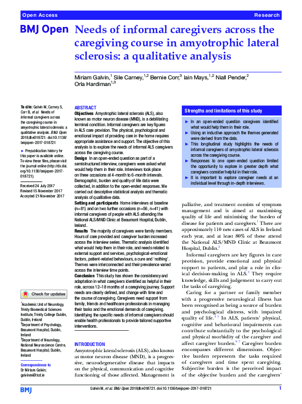 (PDF) Needs of informal caregivers across the caregiving course in ...